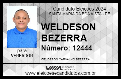 Candidato WELDESON BEZERRA 2024 - SANTA MARIA DA BOA VISTA - Eleições