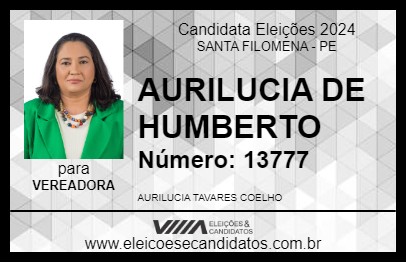 Candidato AURILUCIA DE HUMBERTO 2024 - SANTA FILOMENA - Eleições