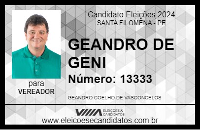 Candidato GEANDRO DE GENI 2024 - SANTA FILOMENA - Eleições