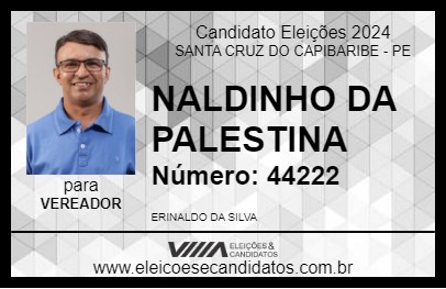 Candidato NALDINHO DA PALESTINA 2024 - SANTA CRUZ DO CAPIBARIBE - Eleições