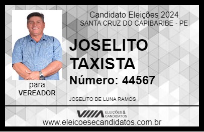 Candidato JOSELITO TAXISTA 2024 - SANTA CRUZ DO CAPIBARIBE - Eleições