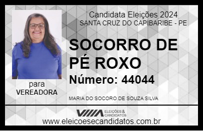 Candidato SOCORRO DE PÉ ROXO 2024 - SANTA CRUZ DO CAPIBARIBE - Eleições