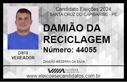 Candidato DAMIÃO DA RECICLAGEM  2024 - SANTA CRUZ DO CAPIBARIBE - Eleições