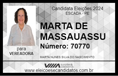 Candidato MARTA DE MASSAUASSU 2024 - ESCADA - Eleições