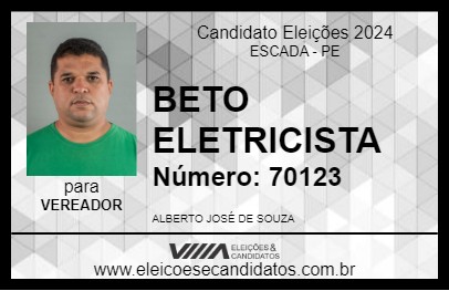 Candidato BETO ELETRICISTA 2024 - ESCADA - Eleições