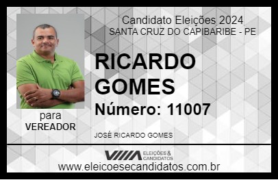 Candidato RICARDO GOMES 2024 - SANTA CRUZ DO CAPIBARIBE - Eleições