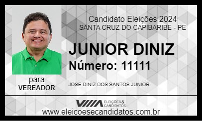 Candidato JUNIOR DINIZ 2024 - SANTA CRUZ DO CAPIBARIBE - Eleições