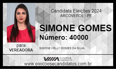 Candidato SIMONE GOMES 2024 - ARCOVERDE - Eleições