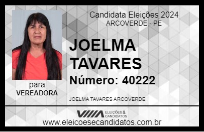 Candidato JOELMA TAVARES 2024 - ARCOVERDE - Eleições