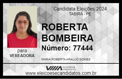 Candidato ROBERTA BOMBEIRA 2024 - TABIRA - Eleições