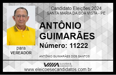 Candidato ANTÔNIO GUIMARÃES 2024 - SANTA MARIA DA BOA VISTA - Eleições