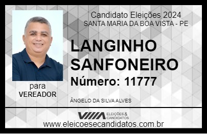 Candidato LANGINHO SANFONEIRO 2024 - SANTA MARIA DA BOA VISTA - Eleições