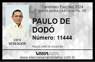 Candidato PAULO DE DODÓ 2024 - SANTA MARIA DA BOA VISTA - Eleições