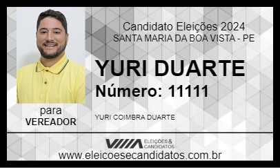 Candidato YURI DUARTE 2024 - SANTA MARIA DA BOA VISTA - Eleições