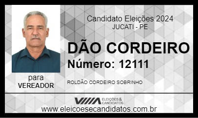 Candidato DÃO CORDEIRO 2024 - JUCATI - Eleições