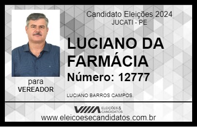 Candidato LUCIANO DA FARMÁCIA 2024 - JUCATI - Eleições