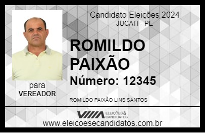 Candidato ROMILDO PAIXÃO 2024 - JUCATI - Eleições