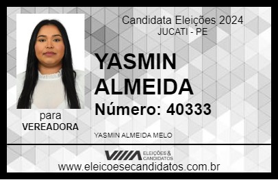 Candidato YASMIM ALMEIDA 2024 - JUCATI - Eleições