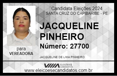 Candidato JACQUELINE PINHEIRO  2024 - SANTA CRUZ DO CAPIBARIBE - Eleições