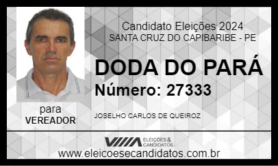 Candidato DODA DO PARÁ 2024 - SANTA CRUZ DO CAPIBARIBE - Eleições