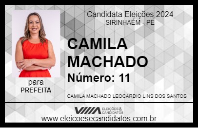 Candidato CAMILA MACHADO 2024 - SIRINHAÉM - Eleições