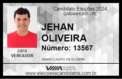 Candidato JEHAN OLIVEIRA 2024 - GARANHUNS - Eleições