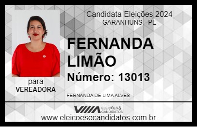 Candidato FERNANDA LIMÃO 2024 - GARANHUNS - Eleições