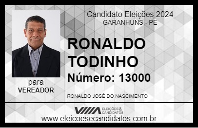 Candidato RONALDO TODINHO 2024 - GARANHUNS - Eleições