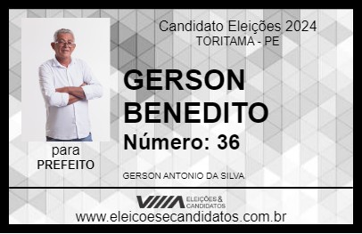 Candidato GERSON BENEDITO 2024 - TORITAMA - Eleições