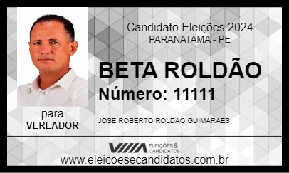 Candidato BETA ROLDÃO 2024 - PARANATAMA - Eleições