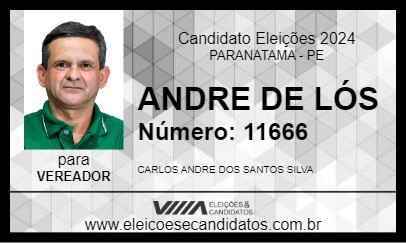 Candidato ANDRE DE LÓS 2024 - PARANATAMA - Eleições