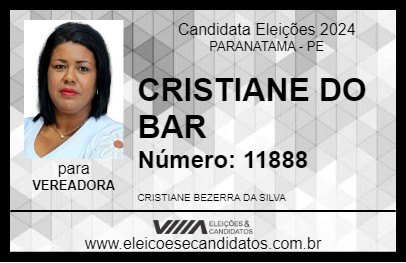 Candidato CRISTIANE DO BAR 2024 - PARANATAMA - Eleições