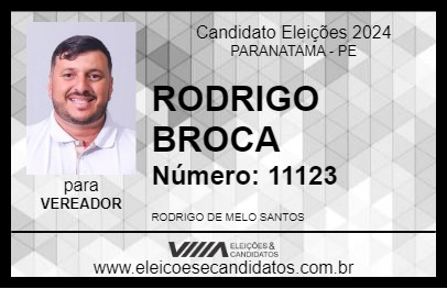 Candidato RODRIGO BROCA 2024 - PARANATAMA - Eleições