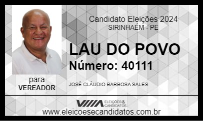 Candidato LAU DO POVO 2024 - SIRINHAÉM - Eleições