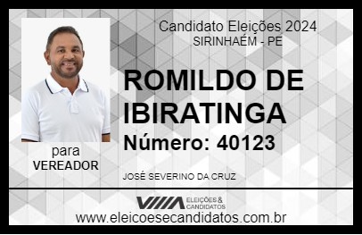 Candidato ROMILDO DE IBIRATINGA 2024 - SIRINHAÉM - Eleições