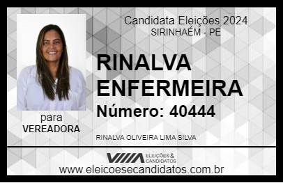 Candidato RINALVA ENFERMEIRA 2024 - SIRINHAÉM - Eleições