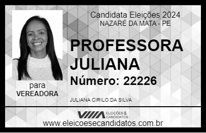 Candidato PROFESSORA JULIANA 2024 - NAZARÉ DA MATA - Eleições