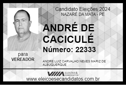 Candidato ANDRÉ DE CACICULÉ 2024 - NAZARÉ DA MATA - Eleições