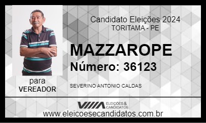 Candidato MAZZAROPE 2024 - TORITAMA - Eleições