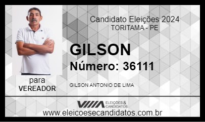 Candidato GILSON 2024 - TORITAMA - Eleições