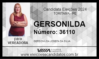 Candidato GERSONILDA 2024 - TORITAMA - Eleições