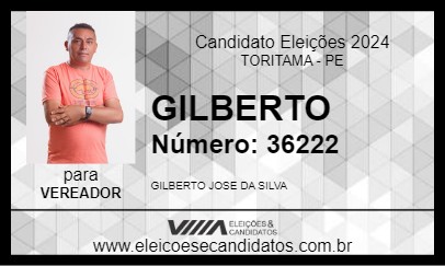 Candidato GILBERTO 2024 - TORITAMA - Eleições