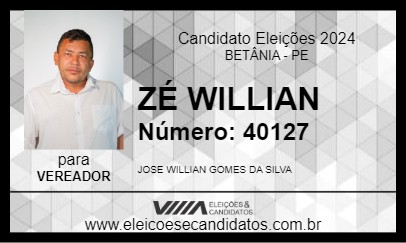 Candidato ZÉ WILLIAN 2024 - BETÂNIA - Eleições