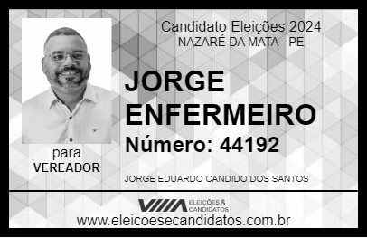 Candidato JORGE ENFERMEIRO 2024 - NAZARÉ DA MATA - Eleições