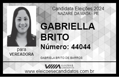 Candidato GABRIELLA BRITO 2024 - NAZARÉ DA MATA - Eleições