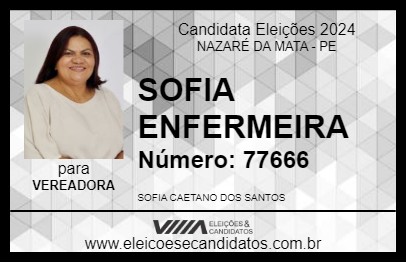 Candidato SOFIA ENFERMEIRA  2024 - NAZARÉ DA MATA - Eleições