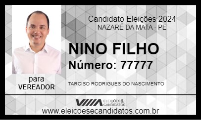 Candidato NINO FILHO 2024 - NAZARÉ DA MATA - Eleições