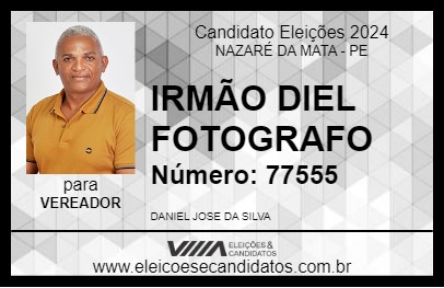 Candidato IRMÃO DIEL FOTOGRAFO 2024 - NAZARÉ DA MATA - Eleições