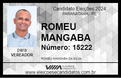 Candidato ROMEU MANGABA 2024 - PARANATAMA - Eleições