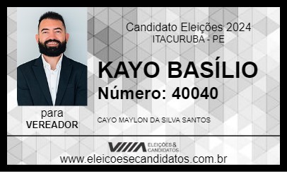 Candidato KAYO BASÍLIO 2024 - ITACURUBA - Eleições